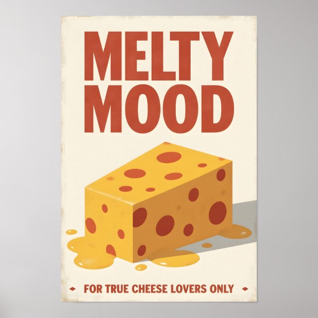 Vintage Cheese Poster – Retro Kitchen Wall Art (Devant)