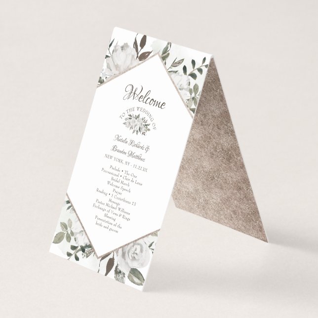 Vintage Cherish Floral Mariage programme de cérémo (Front)