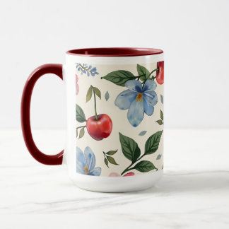 Vintage Cherry and Floral Coffee Mug