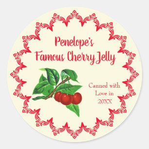Vintage Cherry Jelly Accueil Canne Étiquette avec