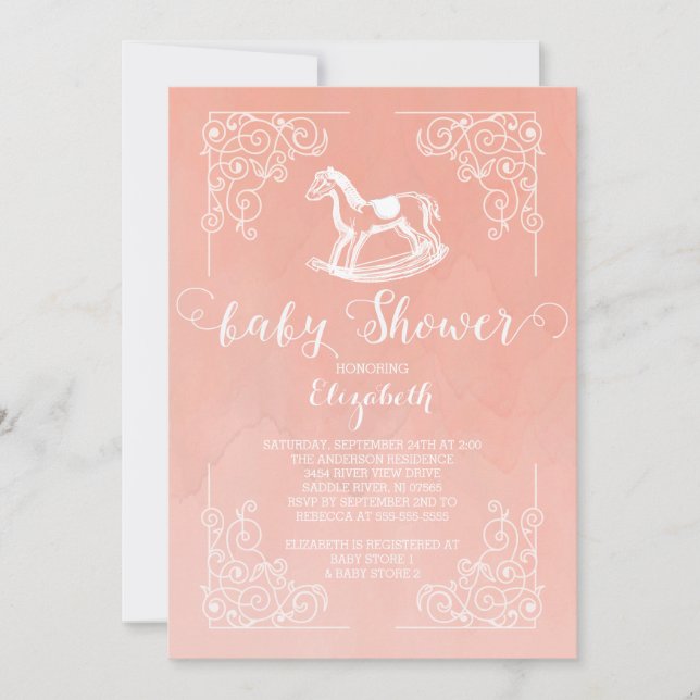 Vintage Cheval Filles Baby shower Invitation (Devant)