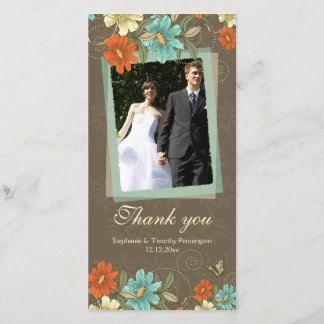 Vintage chic aqua crème orange mariage merci