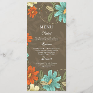 Vintage chic aqua orange crème mariage menu