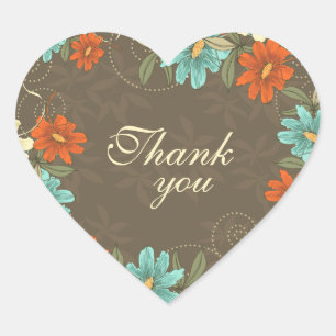 Vintage chic aqua orange crème merci stickers