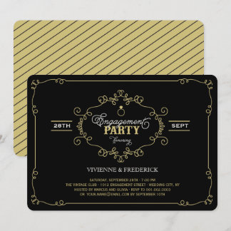 Vintage Chic Flourish Bague Engagement Invitation