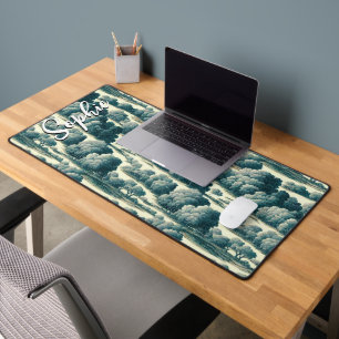 Vintage Chic Green Toile Tree Motif Nom personnali