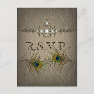 Vintage chic mariage paon invitation RSVP