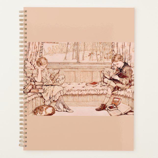 Vintage Children Reading cozy Illustration  (Devant)