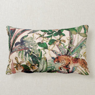 Vintage Chinoiserie Tropical Jungle Lumbar Coussin
