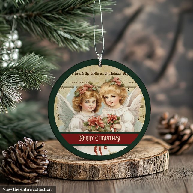 Vintage Christmas Angels Ornament Monogram Keepsak (Vintage Christmas Angels Ornament Monogram Keepsake)