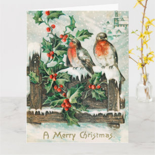 Vintage Christmas birds Carte de vacances