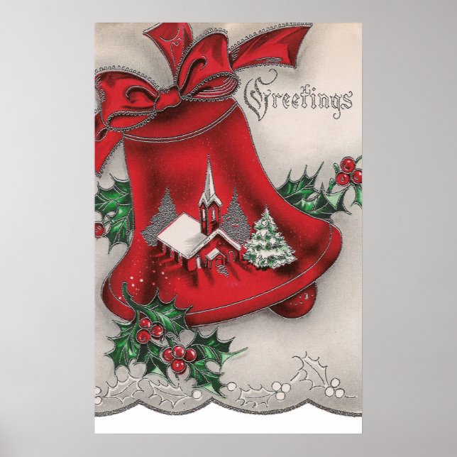 vintage Christmas Church bell poster (Devant)