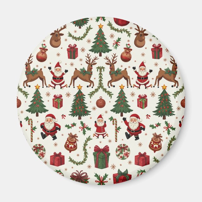 Vintage Christmas Circle Magnet (Devant)