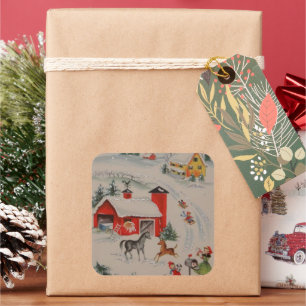 Vintage Christmas farm Vintage sticker