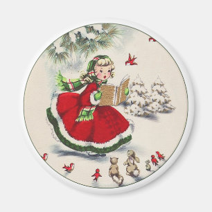 Vintage Christmas Girl Magnet