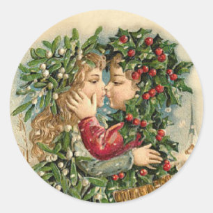 Vintage Christmas Kiss autocollant