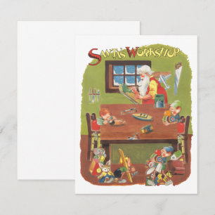 Vintage Christmas, Père Noël Atelier Invitation