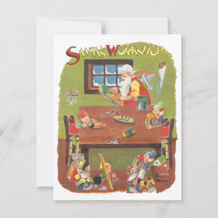 Vintage Christmas, Père Noël Atelier Invitation