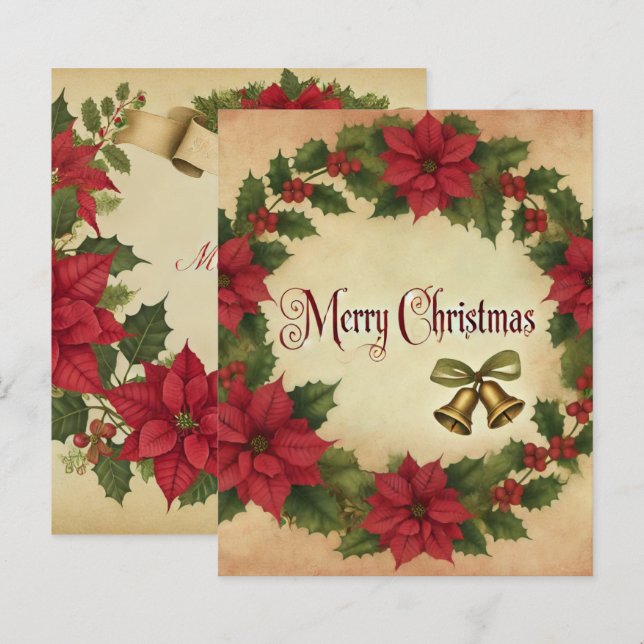 Vintage Christmas Poinsettia Wreath Scrapbook (Devant / Derrière)