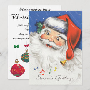 Vintage Christmas, Santa Claus Music Invitation