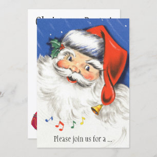 Vintage Christmas, Santa Claus Music Invitation