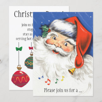 Vintage Christmas, Santa Claus Music Invitation
