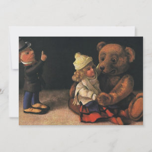 Vintage Christmas Toys and Teddy Bear Invitation