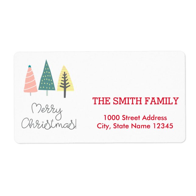 Vintage Christmas Tree Étiquette de vacances (Devant)