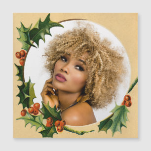 Vintage Christmas Wreath Holly Photo Frame