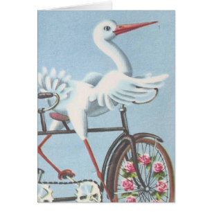 Vintage cigogne à vélo pour vous et votre bébé