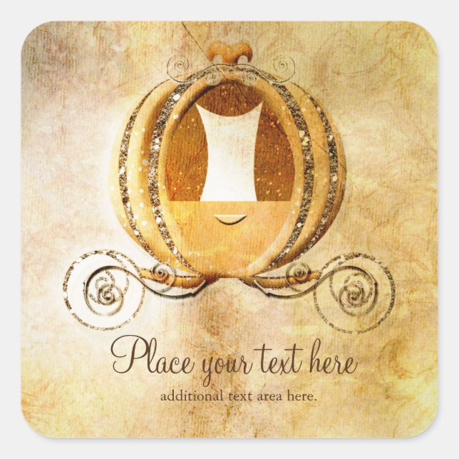 Vintage Cinderella Carriage Princess Sticker Étiqu (Devant)