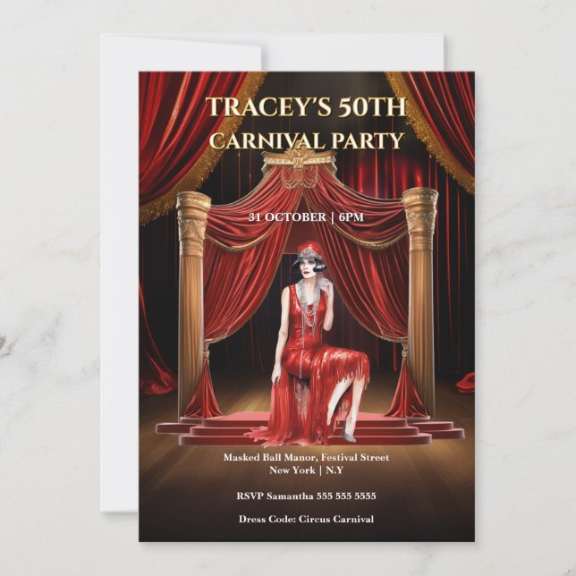 Vintage Circus 50th Birthday Invitation (Devant)