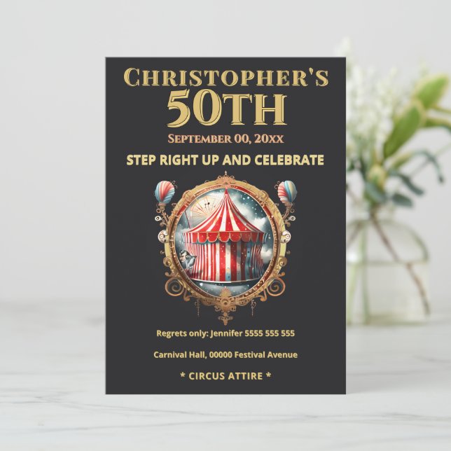 Vintage Circus 50th Birthday Invitation (Debout devant)
