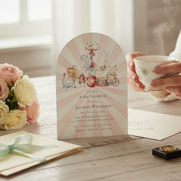 Vintage Circus Baby Shower with qr code Invitation