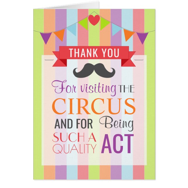 Vintage Circus Poster Birthday Party Thank You (Devant)
