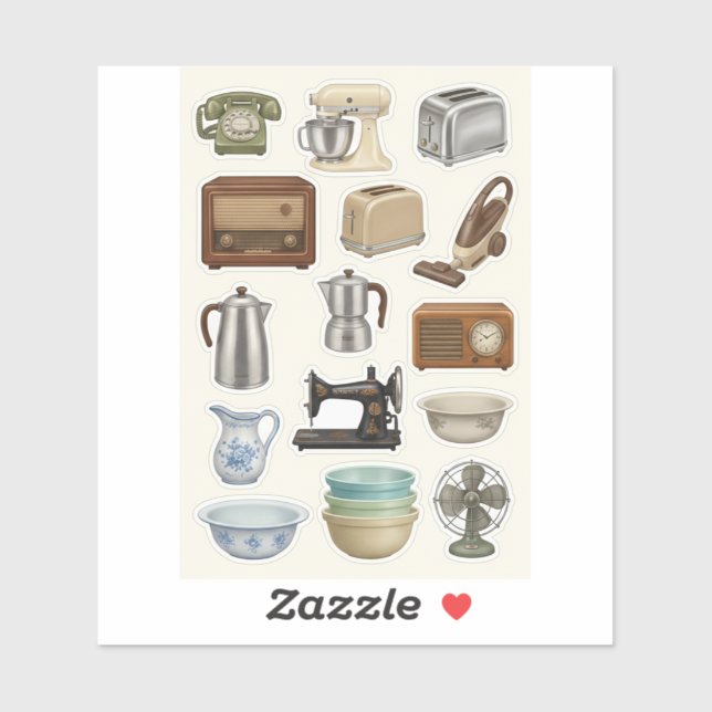 Vintage Classic Home Appliances Sticker Sheet (Feuille)