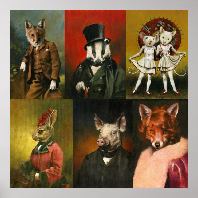 Vintage Clothed nimals Poster (Devant)