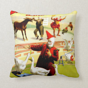 Vintage Clown de cirque et Coussin d'oies