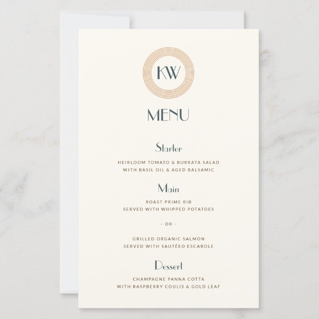 Vintage Coastal Retro Sunset Deco Wedding Menu (Devant)