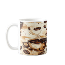 Vintage Coffee Beans Pattern Mug - Rustic Café Sty