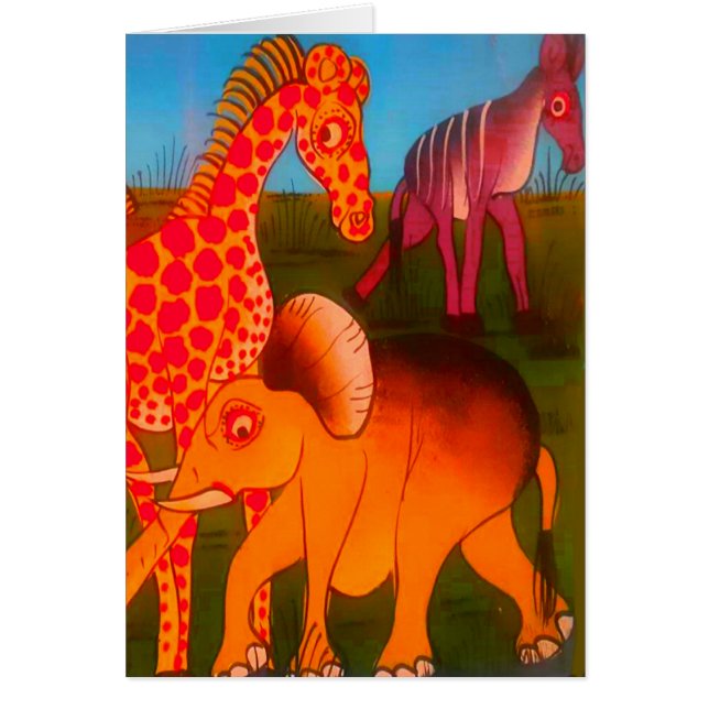 Vintage Coloré Africain couleurs d'animaux sauvage (Devant)
