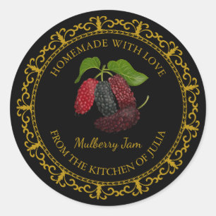 Vintage confiture de mûre maison Étiquette l Noir
