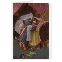 Vintage - Consolation d'un chaton en pleurs,