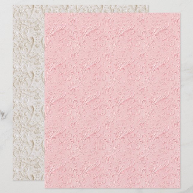 Vintage Coquette Pink Texture Scrapbook Paper (Devant / Derrière)