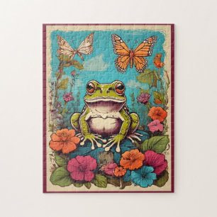 Vintage Cottagecore Frog Puzzle Imaginaire lunaire