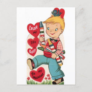 Vintage couleur Ma vie Rosée Valentine Carte posta