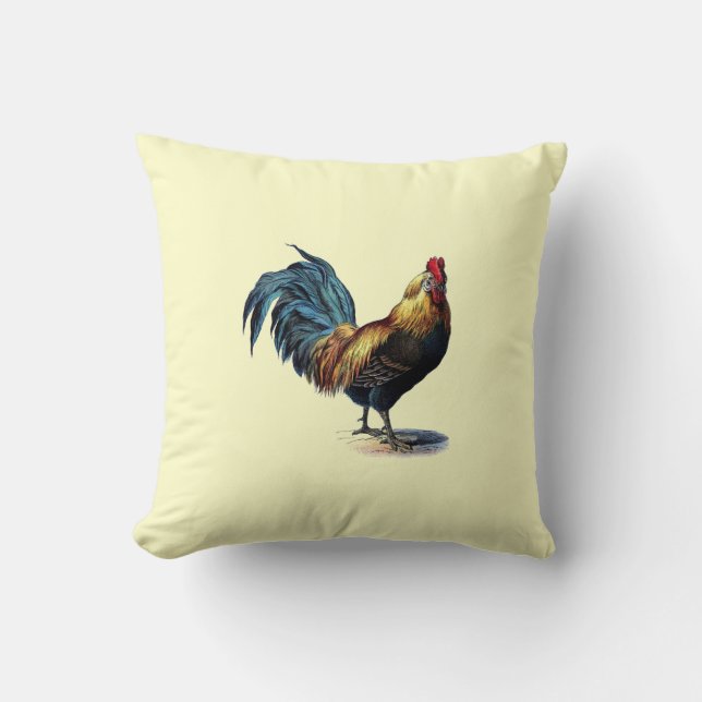 Vintage Country Chic Décor Coq Cockerel Coussin (Recto)