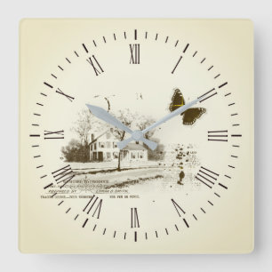Vintage Country Home Collage Horloge murale