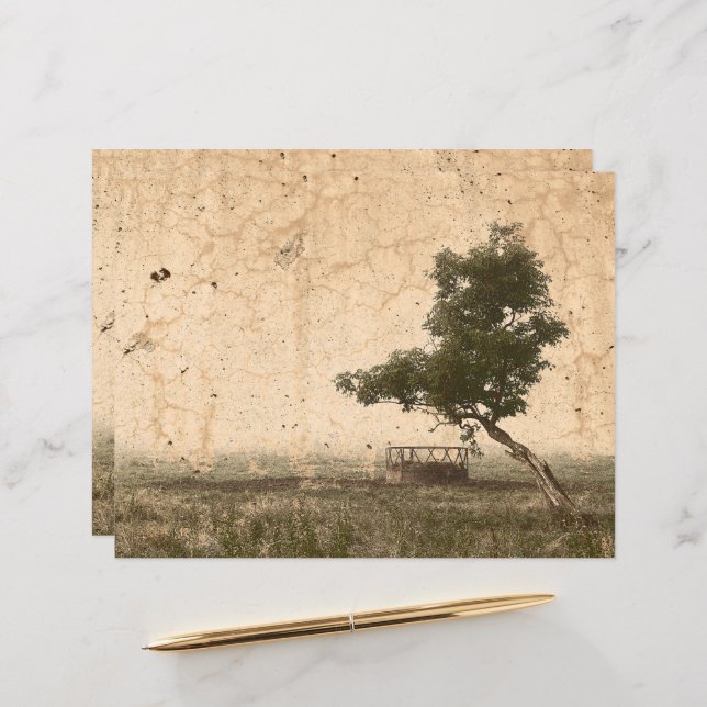 Vintage Country Tree Russe Beige Antique Farm (Devant/Arrière en situation)