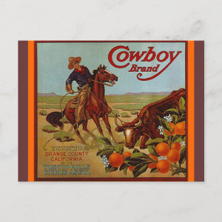 Vintage Cowboy Brand Fruit steak bovine Cartes pos